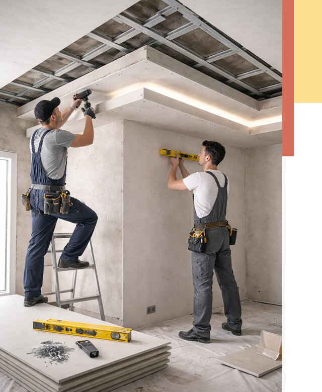 Двухуровневый потолок из гипсокартона в Медногорске от 1475 руб. под ключ | ОТДЕЛОЧНИК-Мдн