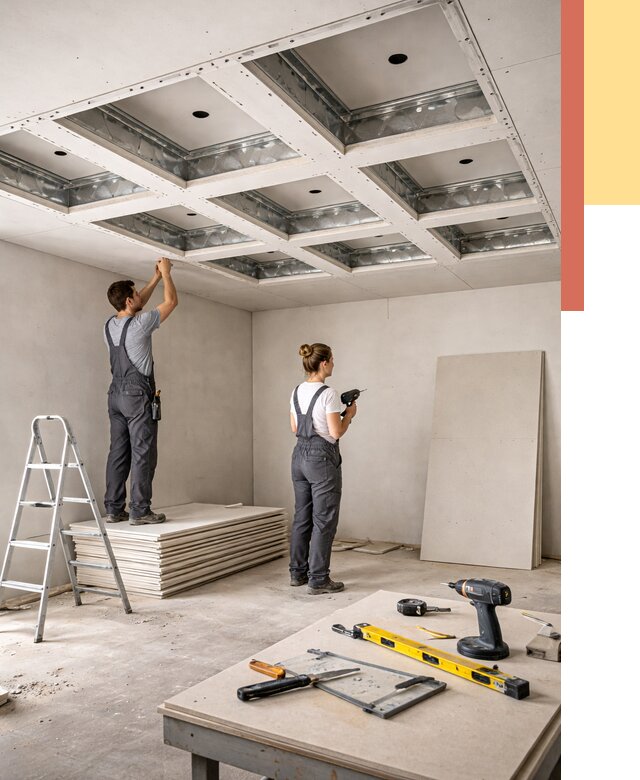 Кессонный потолок из гипсокартона в Медногорске от 1882 руб. — монтаж и под ключ | ОТДЕЛОЧНИК-Мдн