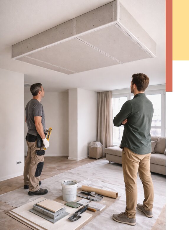 Короб на потолке из гипсокартона в Медногорске от 2238 руб. — монтаж и услуги под ключ | ОТДЕЛОЧНИК-Мдн