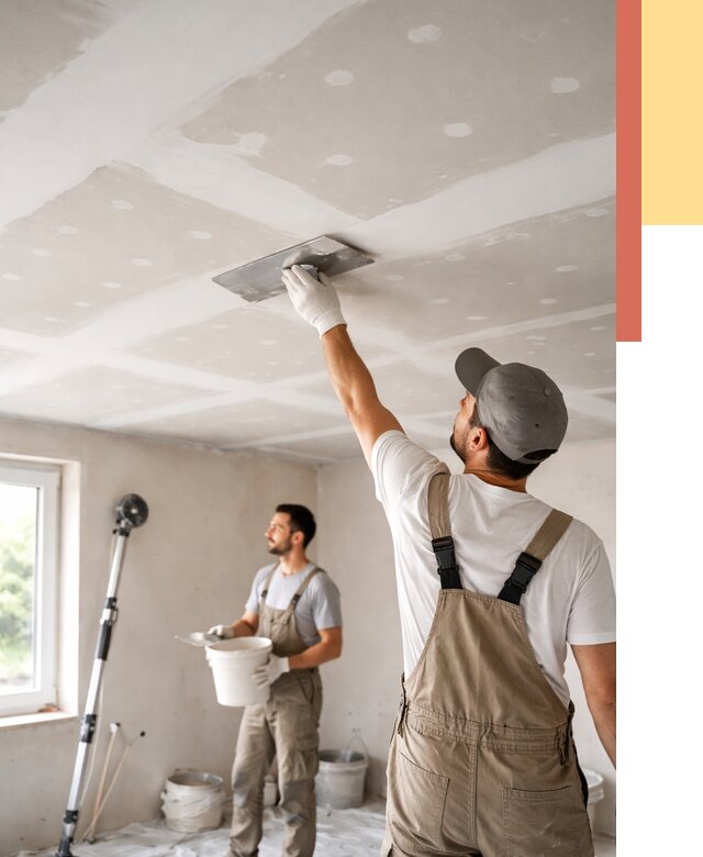 Шпаклевка потолка из гипсокартона в Медногорске от 3255 руб./м2 — услуги под ключ | ОТДЕЛОЧНИК-Мдн