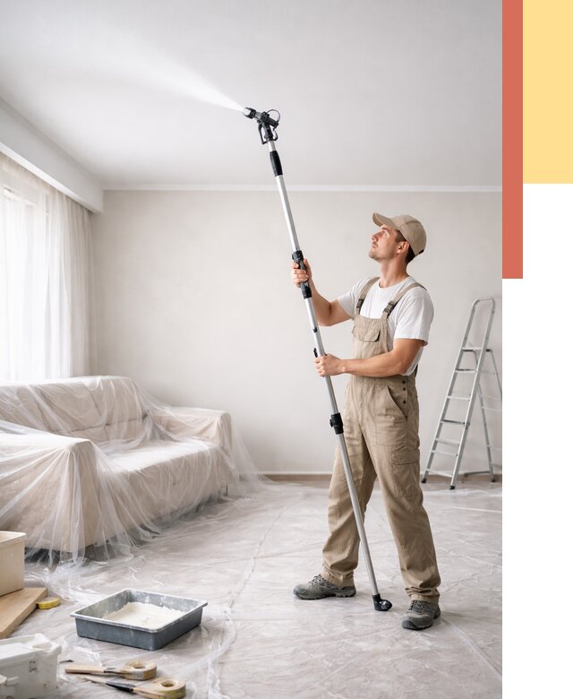 Покраска потолка краскопультом в Медногорске от 4577 руб. быстро и недорого | ОТДЕЛОЧНИК-Мдн