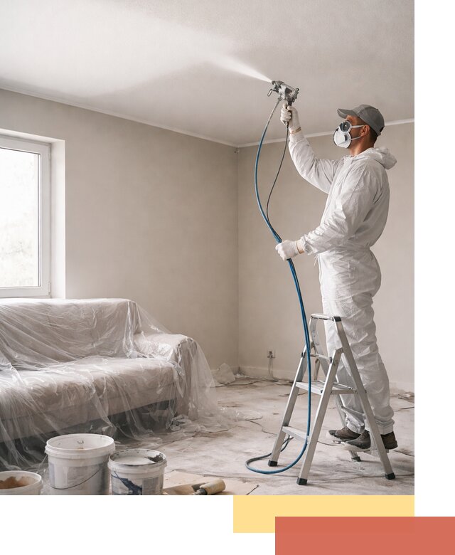 Покраска потолка краскопультом в Медногорске быстро и качественно